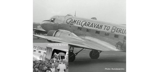 Douglas C-47A Skytrain U.S. Army Air Force 86th Flügel, 525. Kämpfer-Geschwader, Neubiberg AB " Camel Caravan " - Berlin Airlift 70. Anniversary Edition Snapfit